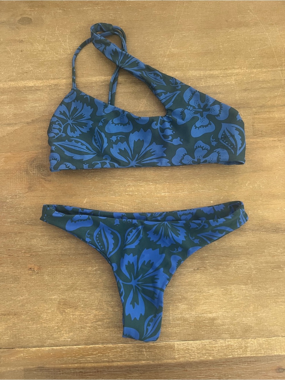 Mikoh Blue Floral One-Shoulder Bikini Set - Women Swim